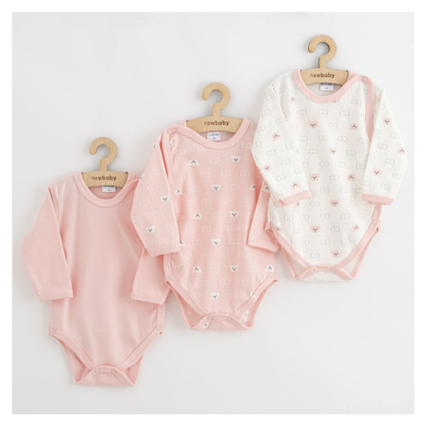 Dojčenské body celorozopínacie New Baby Classic II Dievča 3ks ružové 50, 20C54442