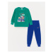 LC Waikiki Lcw Crew Neck Christmas Themed Long Sleeve Fleece Boys' Pajamas Set