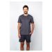 Men's pyjamas Ricardo, short sleeves, shorts - print/navy blue