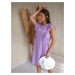 Delicate summer dress with purple ruffles