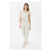 Trendyol White Floral Pattern Woven Pajamas Set