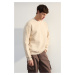 Trendyol Beige Premium Oversize/Wide Cut Collar Knitwear Tape Detailed Sweatshirt