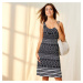 Blancheporte Úpletové šaty s grafickým vzorom, eco friendly čierna/biela