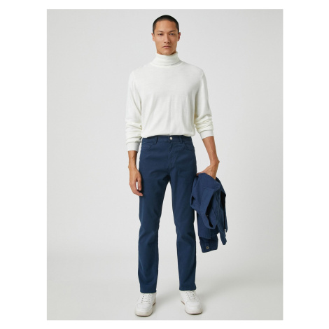 Koton Basic Gabardine Trousers with Buttons and Pocket Detail