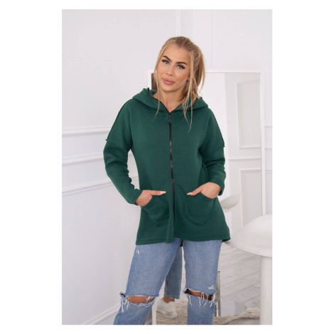 Insulated sweatshirt with a longer back and pockets dark green