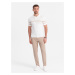 Ombre Men's classic cut pants in fine check - sand