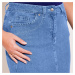 Blancheporte Rovná džínsová sukňa zapratá modrá
