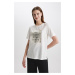 DEFACTO Relax Fit Crew Neck Printed Short Sleeve T-Shirt