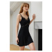 Trendyol Black Lace Rope Strap Viscose Knitted Nightgown