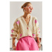 Bianco Lucci Women's Strawberry Buttoned Knitwear Cardigan