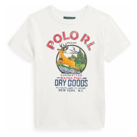 Detské tričko Polo Ralph Lauren béžová farba, s potlačou