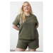 Trendyol Curve Light Khaki Crew Neck Textured Knitted Pajama Set