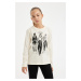 DEFACTO Girl Relax Fit Crew Neck Printed Long Sleeve T-Shirt