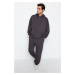 Trendyol Anthracite Tracksuit Oversize/Wide Cut Elastic Legs Inside Polar Fleece/Warm