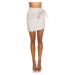 Sexy Faux Leather Wrap Around-Look Mini Skirt CAPPUCCINO