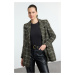 Trendyol Khaki Oversized Tweed Blazer Jacket