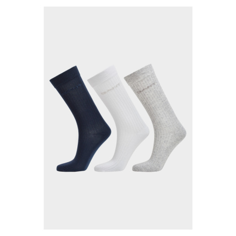 PONOŽKY GANT TONAL LOGO RIB SOCKS 3-PACK EVENING BLUE