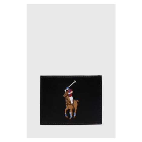 Kožené puzdro na karty Polo Ralph Lauren čierna farba, 405898357