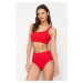 Trendyol Red One Shoulder High Waist Regular Bikini Set