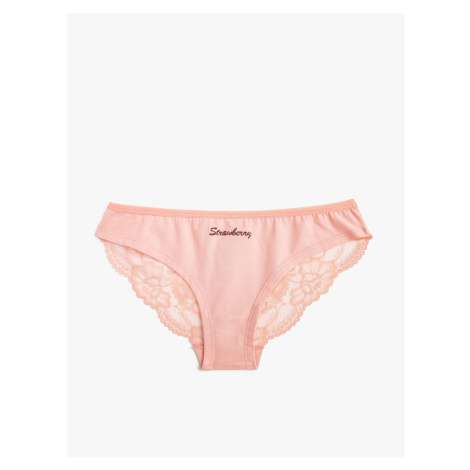 Koton Brazilian Panties Printed with Lace on the Back
