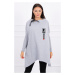 Oversize sweatshirt with asymmetrical sides in gray color