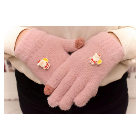 Dievčenské ružové mohérové rukavice ABIES