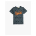 Koton T-Shirt with Short Sleeves, Crew Neck Palm Print
