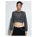 Koton Openwork Crop Sweater Crew Neck Long Sleeve