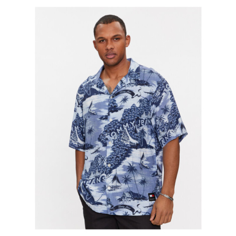 Tommy Jeans Košeľa Hawaiian Camp DM0DM18950 Modrá Relaxed Fit Tommy Hilfiger