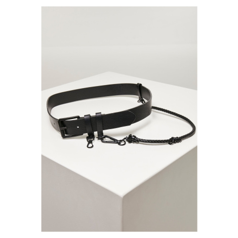 Imitation leather strap with key chain, black Urban Classics