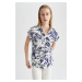 DEFACTO Regular Fit Floral Print Short Sleeve Blouse