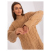 Camel, loose knitted knee-length dress