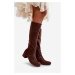 Eco Suede Women's Knee Boots With Zip Brown Elitara