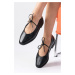 Mio Gusto Elaine Black Color Lace-Up Women's Ballerina Shoes