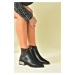 Fox Shoes Black Studded Detailed Women's Boots