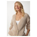 Happiness İstanbul Women's Beige Soft Beard Knitwear Cardigan