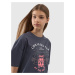 Girls' oversize T-shirt with 4F print - grey