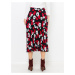 Červeno-čierna kvetovaná midi sukňa CAMAIEU