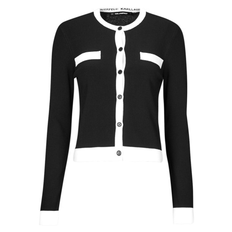 Karl Lagerfeld  CLASSIC LSLV CARDIGAN  Vesty bez rukávov/Cardigany Čierna