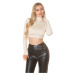 Sexy KouCla Long Sleeve Crop Shirt laced black