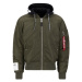 ALPHA INDUSTRIES Prechodná bunda  olivová / čierna / biela