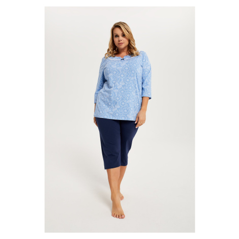 Women's pyjamas Cicada 3/4 sleeve, 3/4 leg - print/navy blue Italian Fashion