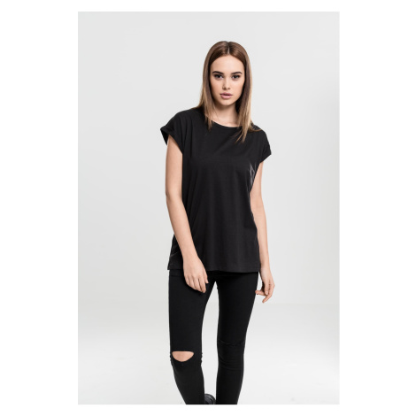 Women's T-shirt with extended shoulder black