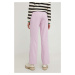 Nohavice Answear Lab dámske, fialová farba, rovné, vysoký pás