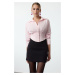 Trendyol Light Pink Crop Corset Detailed Poplin Woven Shirt