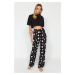 Trendyol Black Star Pattern Viscose Woven Pajama Bottoms