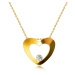 Briliantový náhrdelník zo žltého 14K zlata - silueta srdca s výrezom, okrúhly diamant v spodnej 