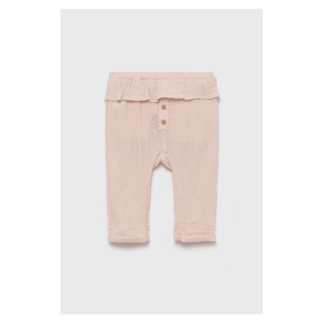 Detské bavlnené nohavice United Colors of Benetton ružová farba, vzorované