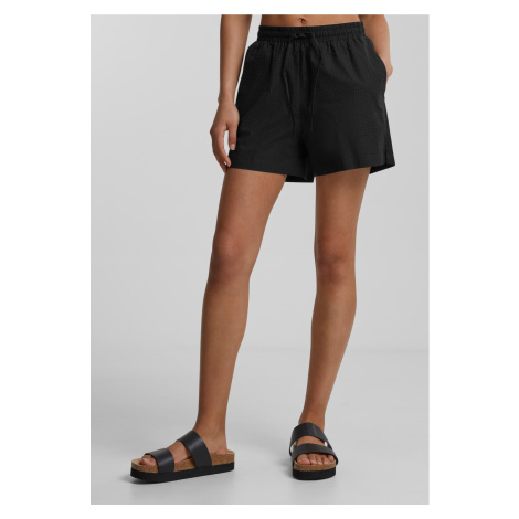 Women's Seersucker Shorts - Black Urban Classics