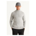 AC&Co / Altınyıldız Classics Men's Gray Melange Standard Fit Regular Fit Full Turtleneck Cotton 